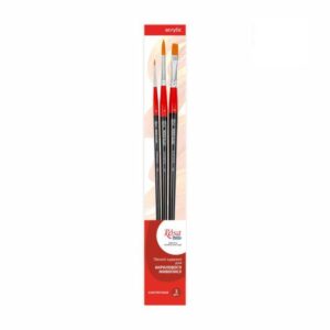 Set of brushes 4, Synthetic, 3pc., Flat №10, Round №0,6, Long Handle, ROSA Studio