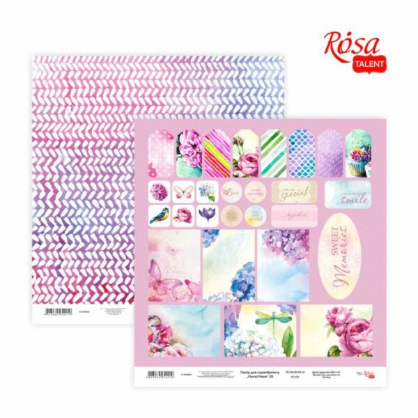 Скрап папір "Floral Poem" 30,48x30,48см, 200г / м2 ТМ ROSA TALENT