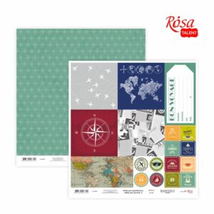Скрап папір „Make your journey“ 30,48x30,48см, 200г/м2 ТМ ROSA TALENT