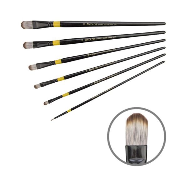 Synthetic Oval, Yellow stripe 1017,  Long Handle, KOLOS by ROSA