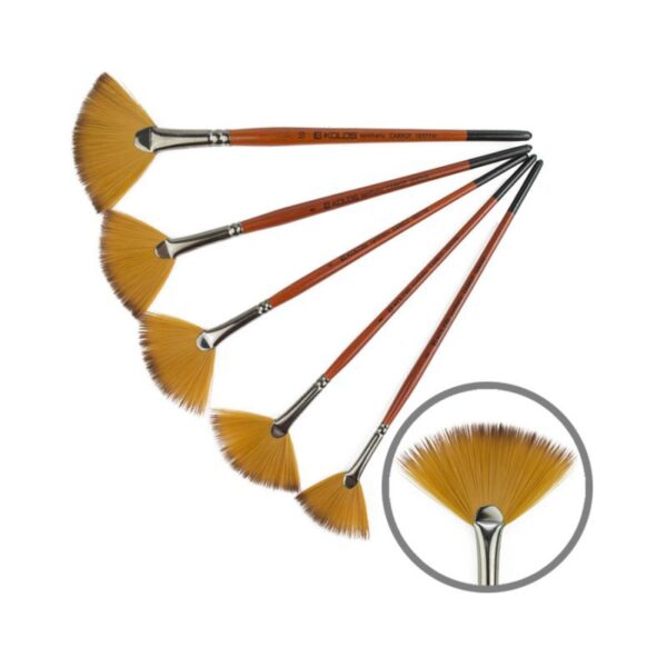 Synthetics Fan Brush, Carrot 1097FN, Short Handle, KOLOS by ROSA