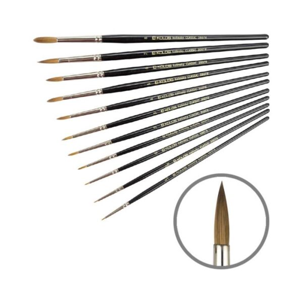 Kolinsky Round Brush, Classic 3007R, Short Handle, KOLOS by ROSA