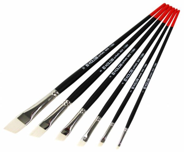Synthetic Angular Brush, Milk 1108A, Long Handle, KOLOS by ROSA