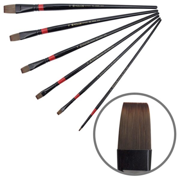 Synthetic Round Brush, Green stripe 1019, Long Handle, KOLOS by ROSA