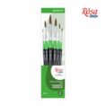 Set of brushes 4, Synthetic, 3pc., Flat №10, Round №0,6, Long Handle, ROSA Studio