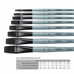 Synthetic Flat Brush, Snow 1098F, Long Handle, KOLOS by ROSA