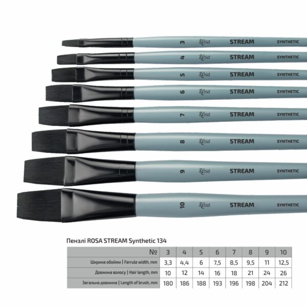 Synthetic Flat Brush, Snow 1098F, Long Handle, KOLOS by ROSA