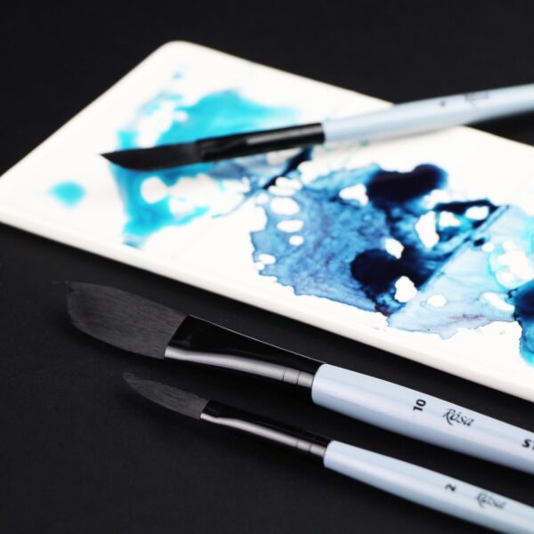 Synthetic Flat Brush, Snow 1098F, Long Handle, KOLOS by ROSA