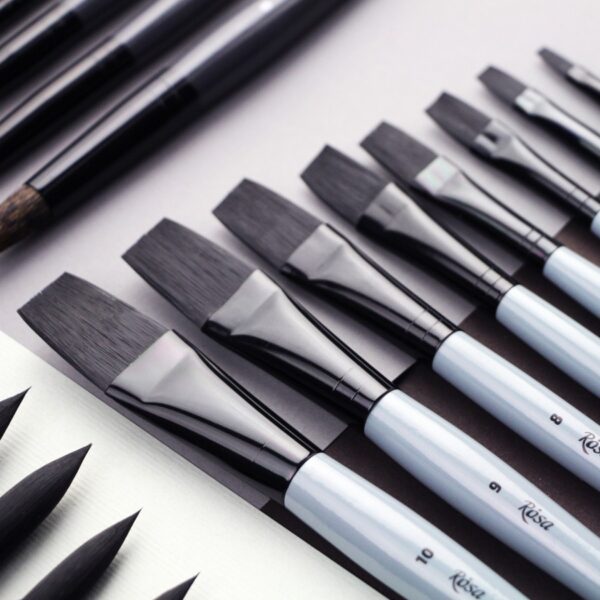 Synthetic Flat Brush, Snow 1098F, Long Handle, KOLOS by ROSA