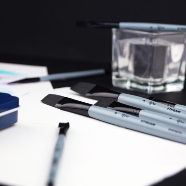 Synthetic Flat Brush, Snow 1098F, Long Handle, KOLOS by ROSA