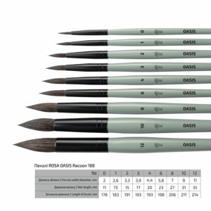 Synthetic Flat Brush, Snow 1098F, Long Handle, KOLOS by ROSA