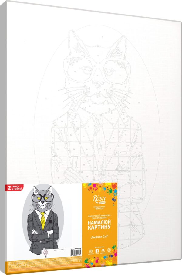 „Fashion Cat“, набір-стандарт, картина за номерами, 35х45см, ROSA START