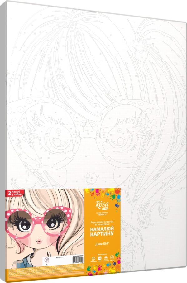 Набір-стандарт, картина за номерами, „ Fashion Cat“, 35х45см, ROSA START