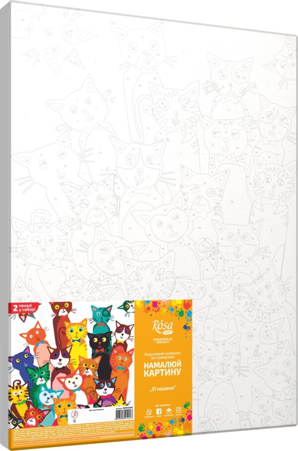 Standard Kit, painting by numbers, „ Fashion Cat“, 35х45cm, ROSA START