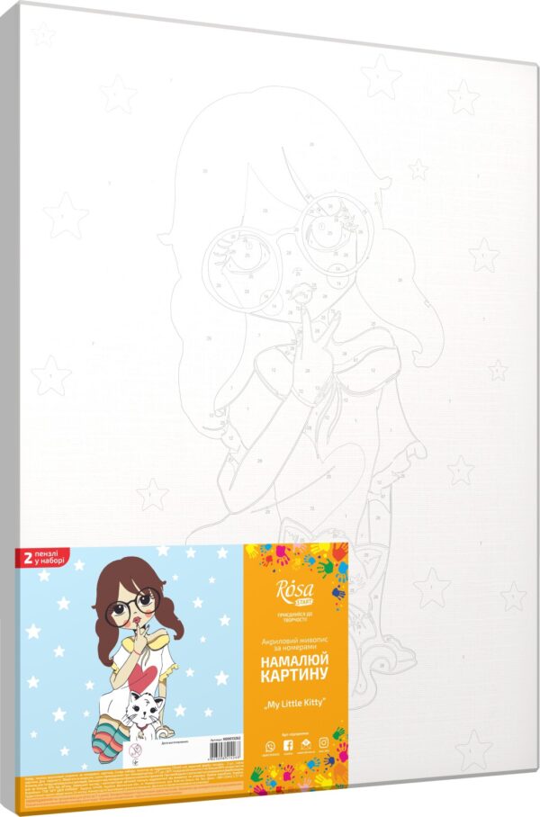 Набір-стандарт, картина за номерами, „ Fashion Cat“, 35х45см, ROSA START