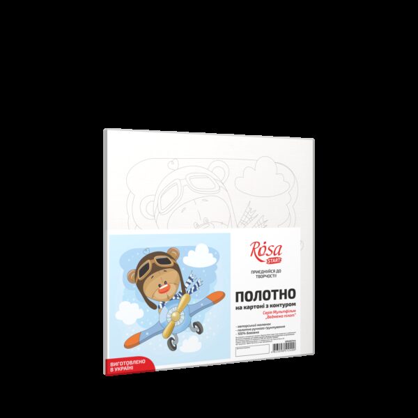 „Ведмежа пілот“, полотно на картоні з контуром, 20х20, бавовна, акрил, ROSA START