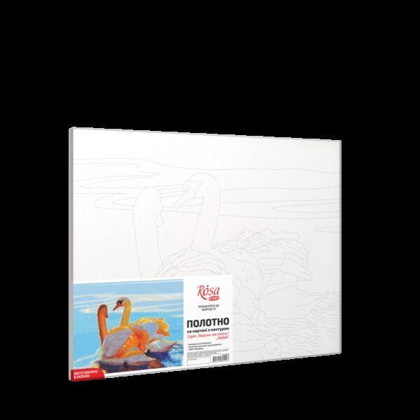 „Swans“, Canvas Panel with outline,  30х40, cotton, acrylic, ROSA START