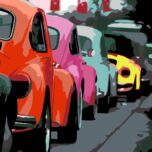 „Bright Retro Cars“, standard Kit, painting by numbers, 35х45cm, ROSA START