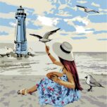 „Girl and Gulls“, standard Kit, painting by numbers, 35х45cm, ROSA START