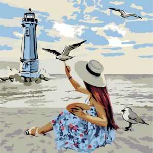 „Girl and Gulls“, standard Kit, painting by numbers, 35х45cm, ROSA START