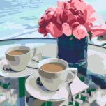 „Coffee and flowers“, standard Kit, painting by numbers, 35х45cm, ROSA START