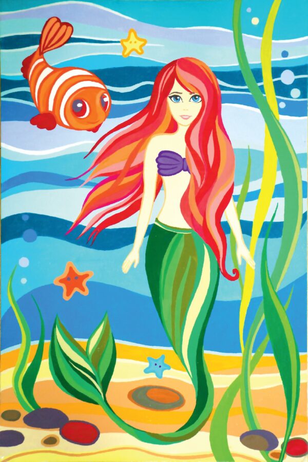 „Little Mermaid“, сardboard with an outline, Fairy-tale characters №8, 20х30, cotton, acrylic , ROSA START