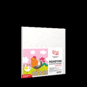 „Funny Chickens“, Canvas Panel with outline, 20х20cm, cotton, acrylic, ROSA START