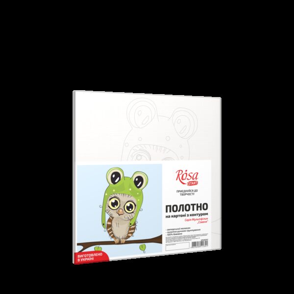 „Owlet“, Canvas Panel with outline, 20х20cm, cotton, acrylic, ROSA START