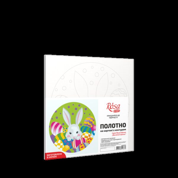 „Весняний кролик“, полотно на картоні з контуром, 20х20, бавовна, акрил, ROSA START