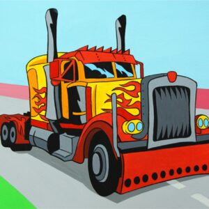 „ Truck“, сardboard with an outline, Cartoons № 30, 20х30, cotton, acrylic , ROSA START