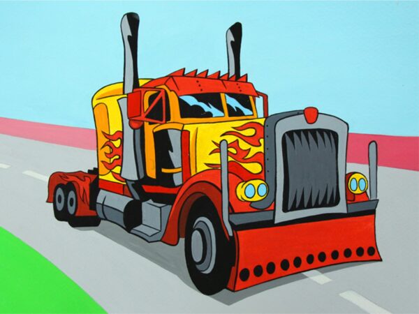 „ Truck“, сardboard with an outline, Cartoons № 30, 20х30, cotton, acrylic , ROSA START
