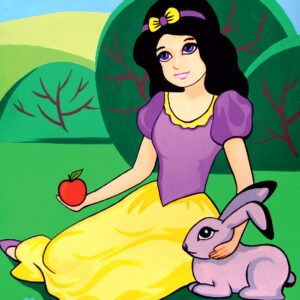 „Білосніжка“, полотно на картоні з контуром, Казкові герої №1, 20х30, бавовна, акрил, ROSA START