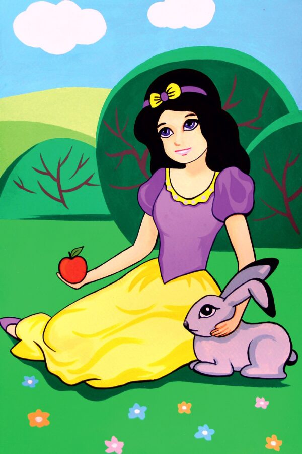 „Snow White“, сardboard with an outline, Fairy-tale characters №1, 20х30, cotton, acrylic , ROSA START