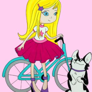 „Girl with a Dog“, сardboard with an outline, Cartoons № 29, 20х30, cotton, acrylic , ROSA START