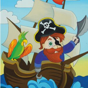 „ Pirate on the Ship“, сardboard with an outline, Cartoons № 31, 20х30, cotton, acrylic , ROSA START