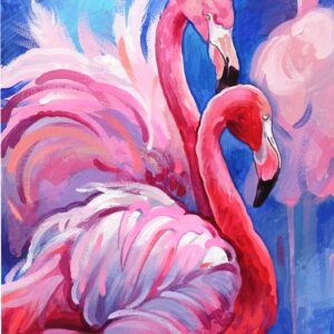 „Flamingo“, Canvas Panel with outline, 30х40, cotton, acrylic, ROSA START