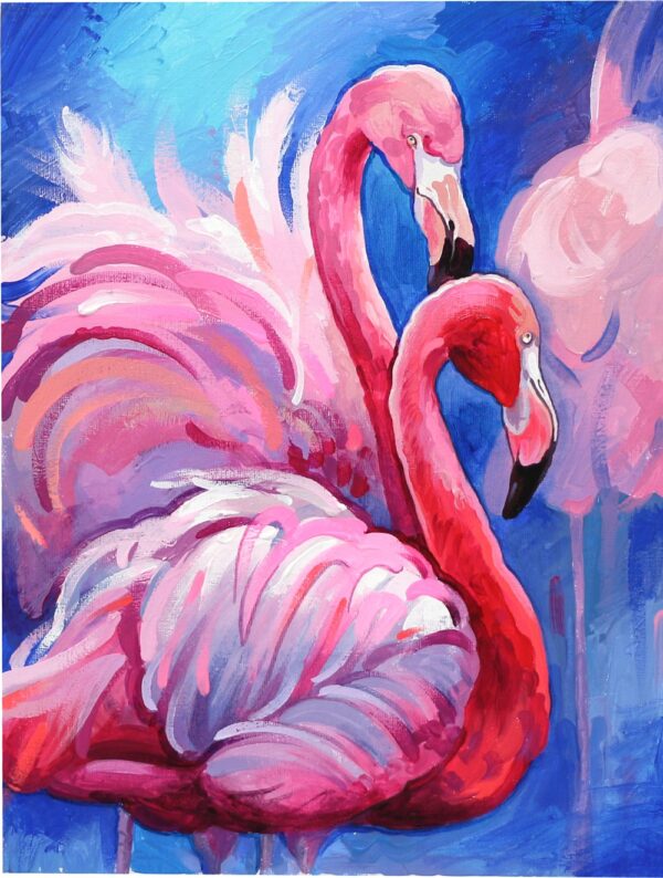 „Flamingo“, Canvas Panel with outline, 30х40, cotton, acrylic, ROSA START