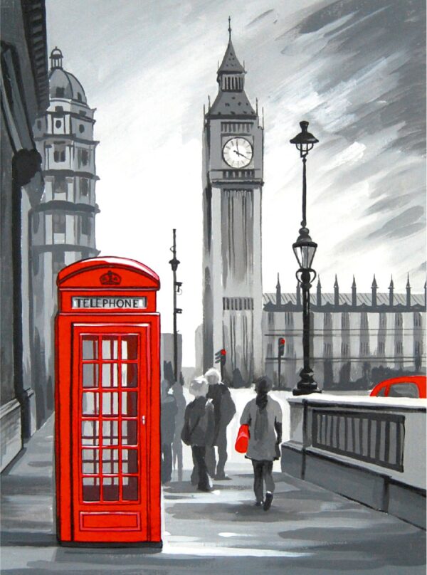 Cities, „London“, canvas Panel with outline, 30х40, cotton, acrylic, ROSA START