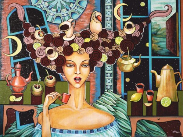 "Lemon coffee with intrigue", A. Navrotska, Canvas Panel with outline, 30х40, cotton, acrylic, ROSA START