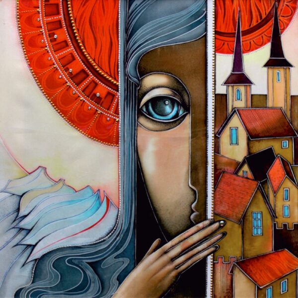 "About one and fleeting", A. Navrotska, Canvas Panel with outline, 30x30, cotton, acrylic, ROSA START