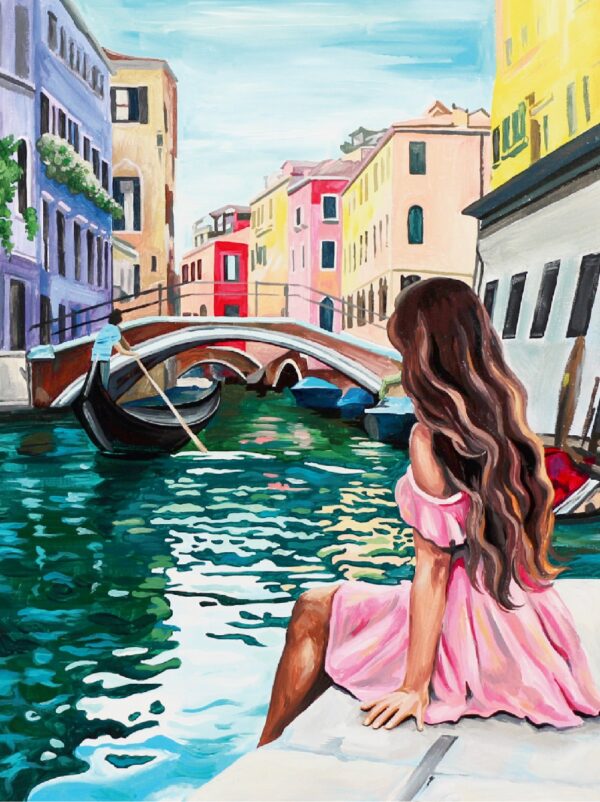 Cities, „Venice 2“, canvas Panel with outline, 30х40, cotton, acrylic, ROSA START