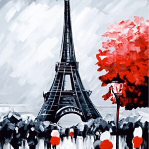 Cities, „Paris (Landscape № 2)“, canvas Panel with outline, 30х40, cotton, acrylic, ROSA START