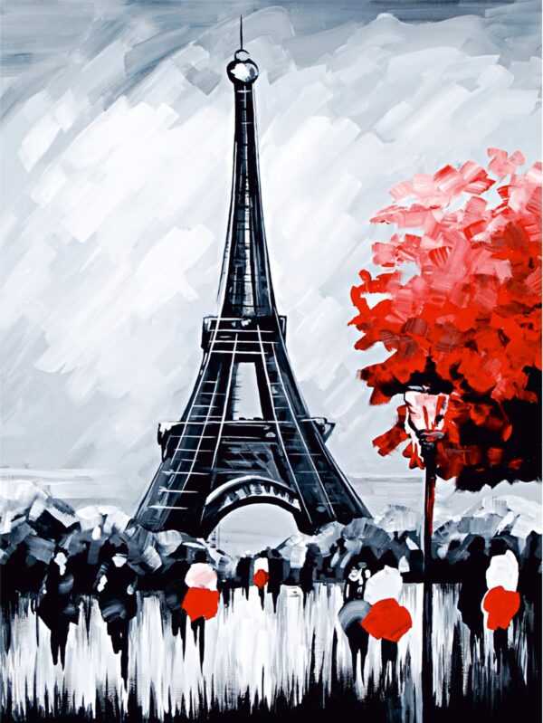 Cities, „Paris (Landscape № 2)“, canvas Panel with outline, 30х40, cotton, acrylic, ROSA START