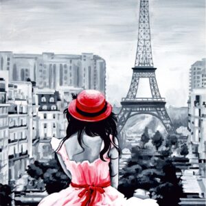 Cities, „Paris 2“, canvas Panel with outline, 30х40, cotton, acrylic, ROSA START
