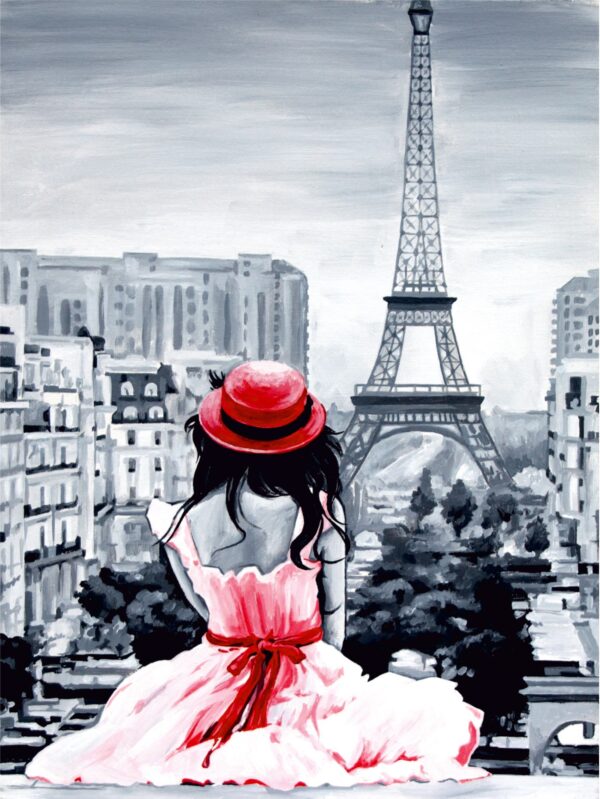 Cities, „Paris 2“, canvas Panel with outline, 30х40, cotton, acrylic, ROSA START