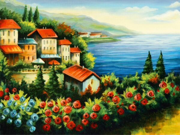 Seascapes №2, Canvas Panel with outline, 30х40, cotton, acrylic, ROSA START