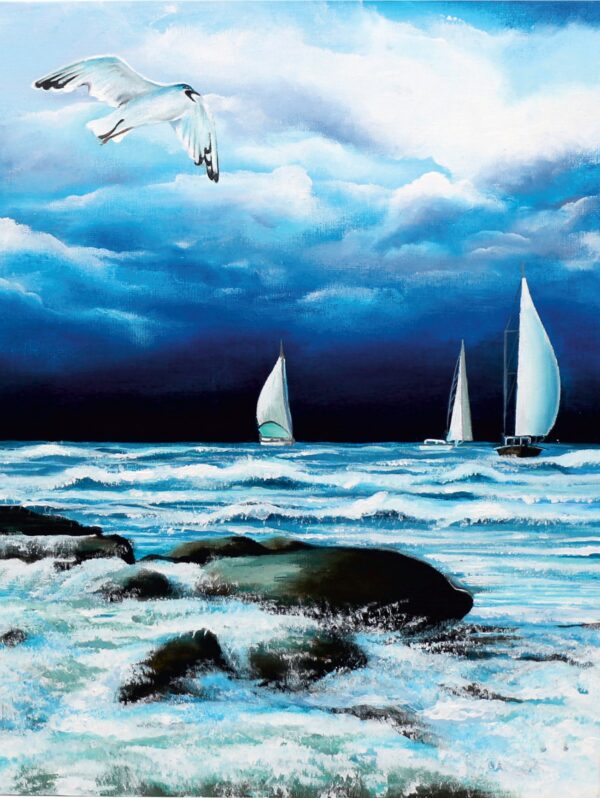 Seascapes №6, Canvas Panel with outline, 30х40, cotton, acrylic, ROSA START