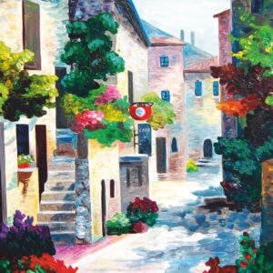 Пейзаж №1, полотно на картоні з контуром, 30х40, бавовна, акрил, ROSA START