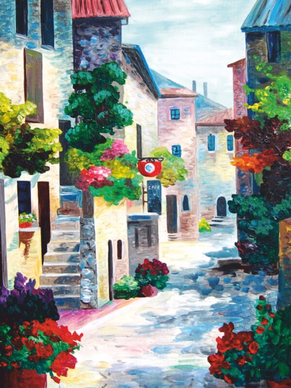 Пейзаж №1, полотно на картоні з контуром, 30х40, бавовна, акрил, ROSA START