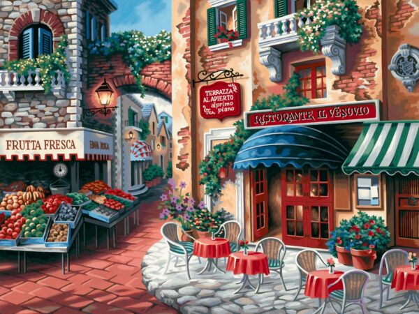 Пейзаж №13, полотно на картоні з контуром, 30х40, бавовна, акрил, ROSA START